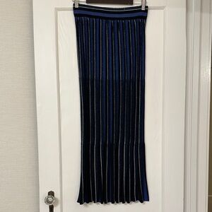 Chic Navy and Black Striped A-Line Skirt w Metallic Threading